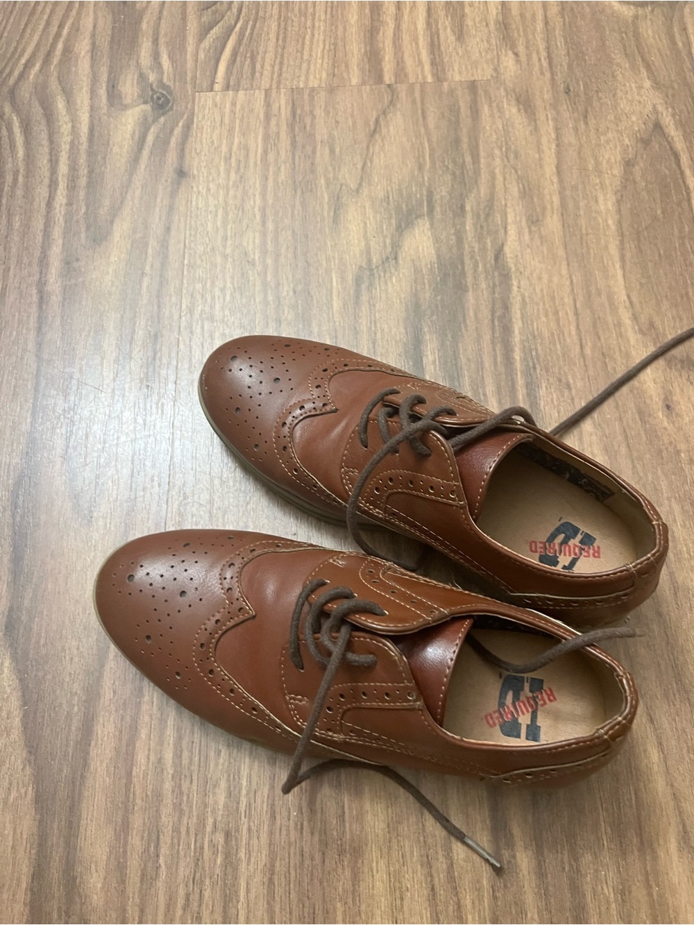 Kids Brown Wingtip Dress Oxfords - Classic Lace-Up